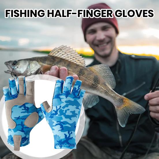 1 пара камуфляжных перчаток для рыбалки с полупальцами, защита от ультрафиолета UPF 50+, легкие перчатки без пальцев для мужчин и женщин, для занятий спортом на открытом воздухе, парусного спорта, каякинга, гребли