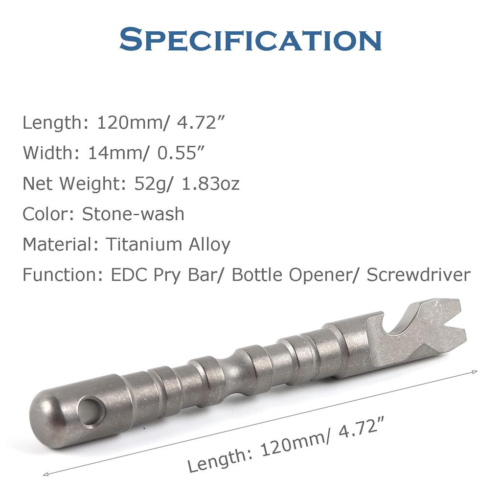 Многофункциональный инструмент Hamans Titanium Alloy EDC Pry Bar с функцией открывалки для бутылок и отвертки (Серый)