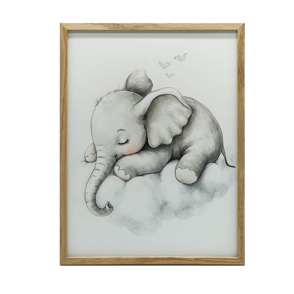 Plakat Senny Słonik Na Chmurze Plakat Senny Słonik Na Chmurze, 40X50 Cm, Rama Aluminiowa Czarna, Papier Matowy 230 Gsm