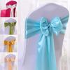 10Pcs Chair Back Flower Satin Chair Tie Bow DIY Bow Tying Banquets Parties Weddings Decoration Chair Styling Accessories