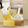 Cat Litter Scoop with Storage Base Long Handle Non-stick Slotted Litter Scooper Portable Poop Sifting Shovel Sifter Pet Supplies