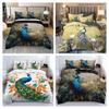Simple Peacock 3D Printing Thickened Polished Bed High-End Quilt Cover, Dormitory Three-Piece Bedding