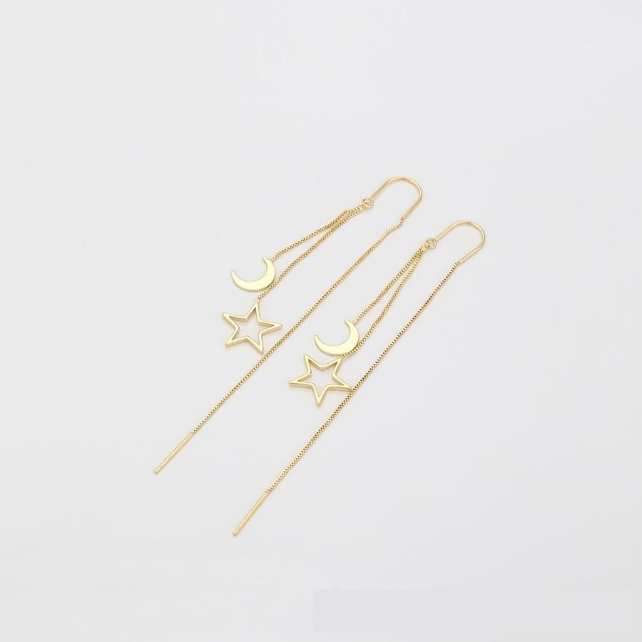 14K Gold Plated Long Cercei Earrings Moon and Star Design Elegant Fashion Earrings for Women