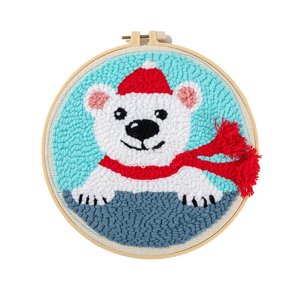 Punch Needle Starter Kits DIY Handcraft Embroidery Set Hoop Yarn Rug for Wall Home Decor