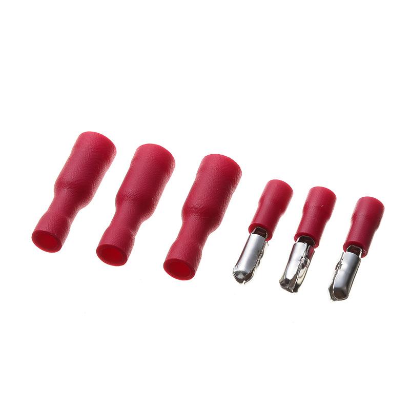 100Pcs/Bag Red Bullet Male & Female Crimp Terminals Pre-insulated Wire Connectors