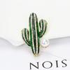 Imitation Zircon Cactus Painted Brooch, Pearl Pin Men'S And Women'S Suit Brooch