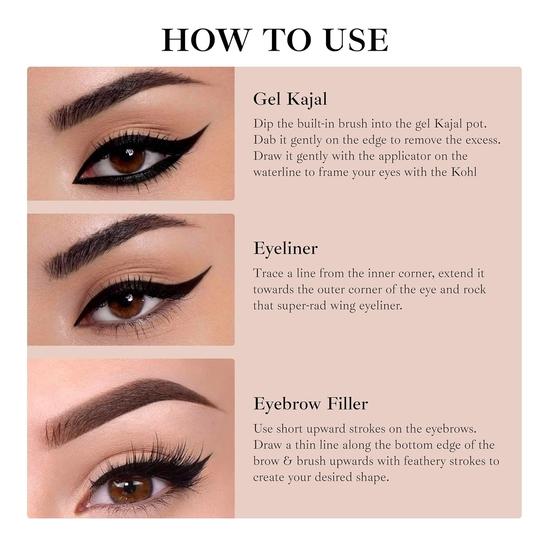 FASHION COLOUR 2 в 1 гелевая подводка для глаз и водостойкий черный каял с защитой от размазывания | 24-часовая стойкая подводка для глаз | Водостойкий черный каял с длительным сроком действия | 4 г (черный)