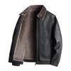 Утепленная флисовая кожаная куртка кожаная мужская кожаная куртка осень и зима одежда для мотоциклистов повседневная свободная куртка с лацканами мужская