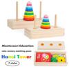 Wooden Material Hanoi Tower Classic Design Educational Puzzle New Rainbow Stacking Games