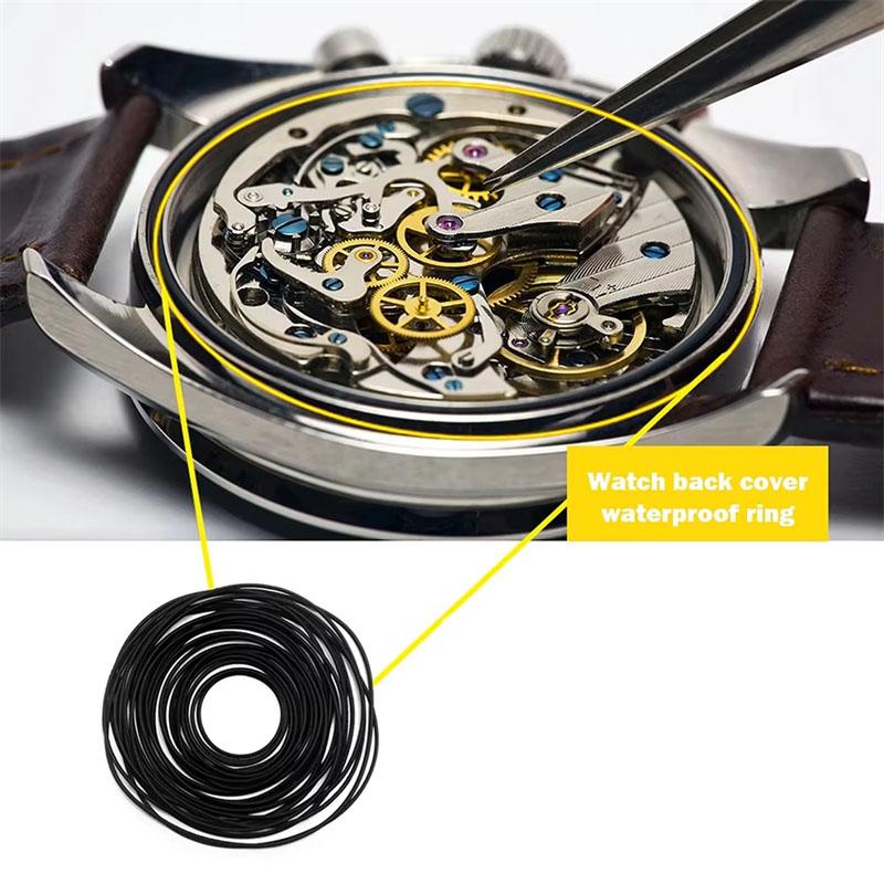 180 шт. Инструменты для ремонта часов Уплотнительное кольцо 0,5 мм и 0,6 мм Задняя крышка часов Резиновая уплотнительная прокладка Аксессуар для профессиональных инструментов для ремонта часов