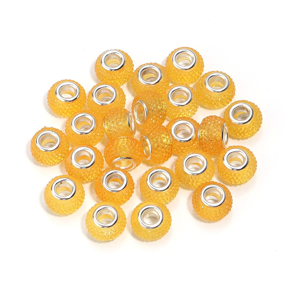 20Pcs 14×9mm Crystal Diamond Resin Beads Plated Colorful Large Hole Beads For Jewelry Making Accessories Diy Bracelet Earrings