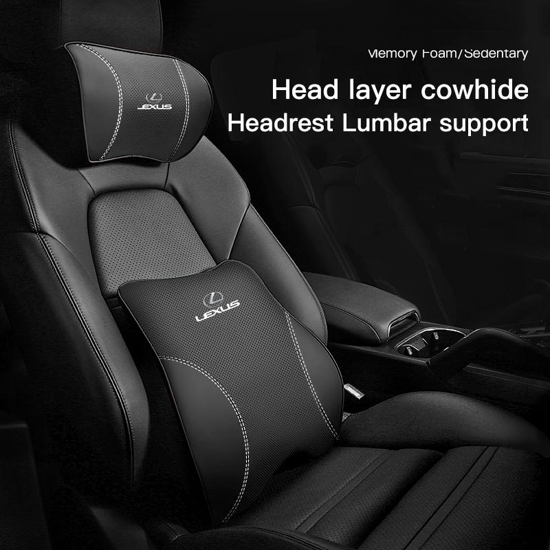 High-end Leather Car Headrest Waist Pillow Interior Accessories For Lexus F SPORT ES UX 300e GS GX IS LS LX LBX NX RX 350h 450h AEN1