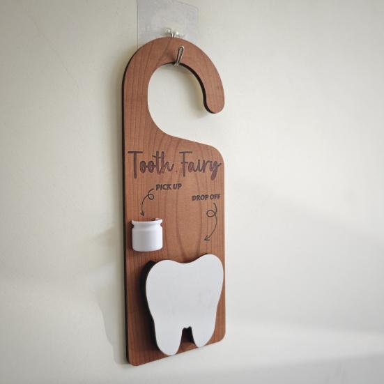 1/2Pcs Wooden Tooth Pattern Door Hanging Decoration Natural Wood Teeth