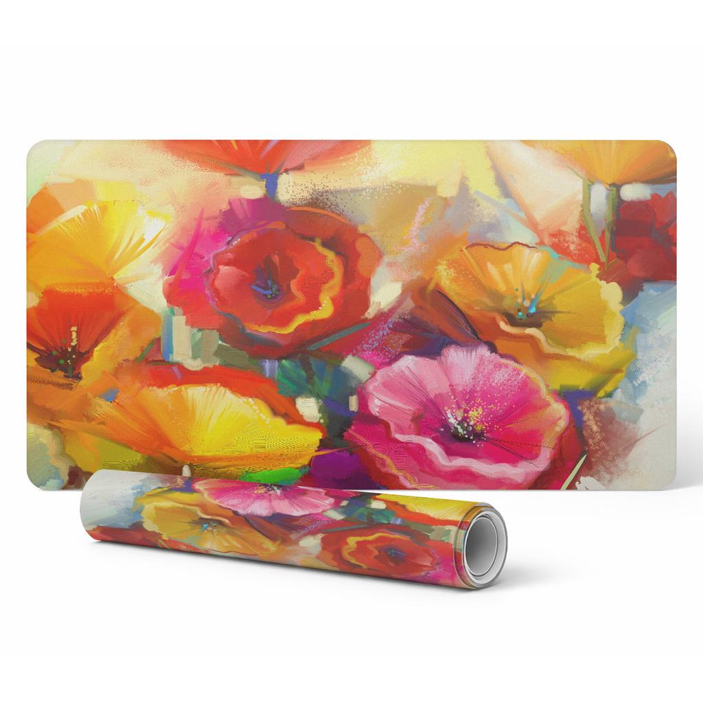 Anti-Slip Gaming Mouse Pad Flowers in Abstraction 120x60 cm