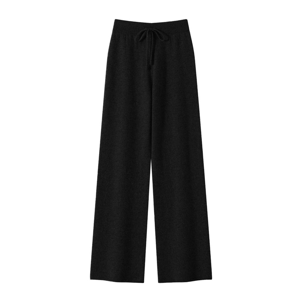 100% Pure Cashmere Women's Wide-Leg Knit Pants – Thickened, Drape, Floor-Length, Autumn/Winter Wear