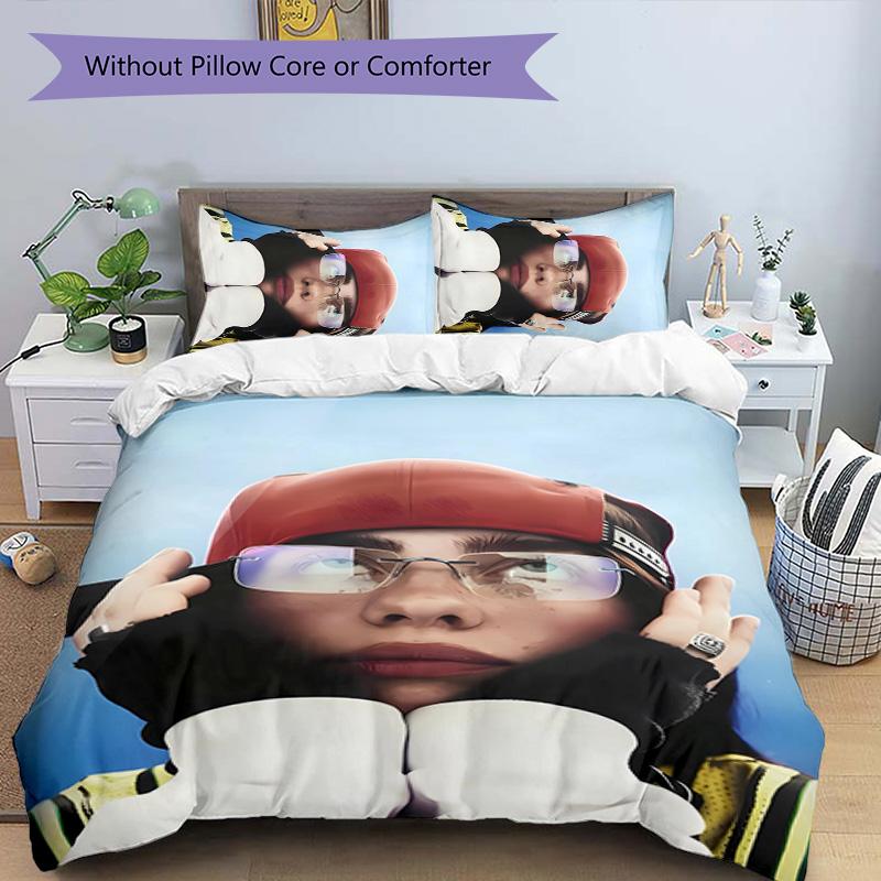 3pcs singer Billie Eilish3 pattern bedding set duvet cover set includes duvet cover &pillowcases, perfect all season bedroom decoration & gift