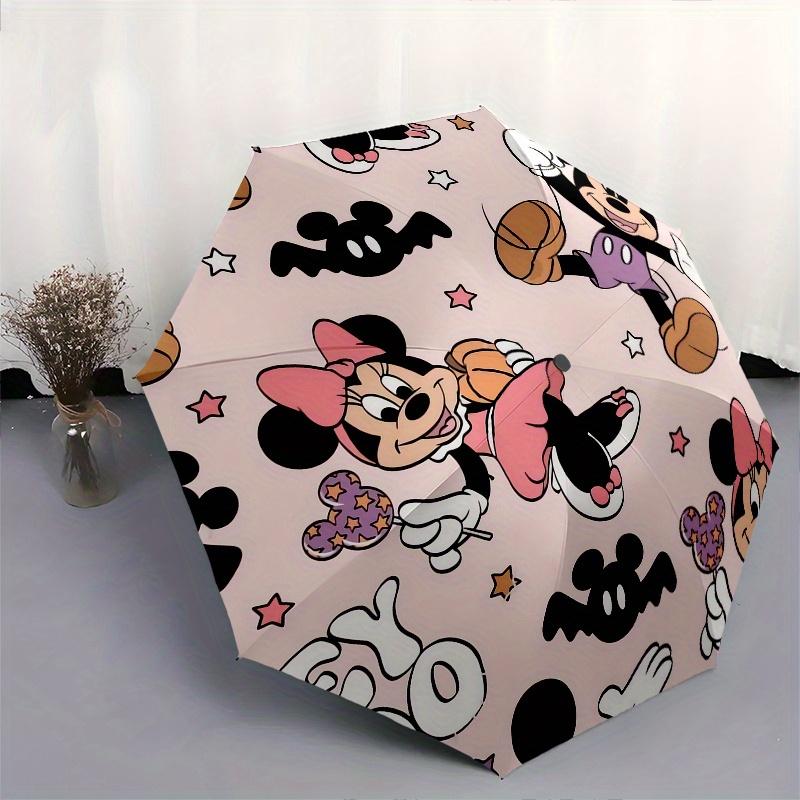Mickey Mouse, Minnie Mouse Automatic Opening and Closing Umbrella, Compact Travel Umbrella, Lightweight and Portable, Suitable for Beach Com
