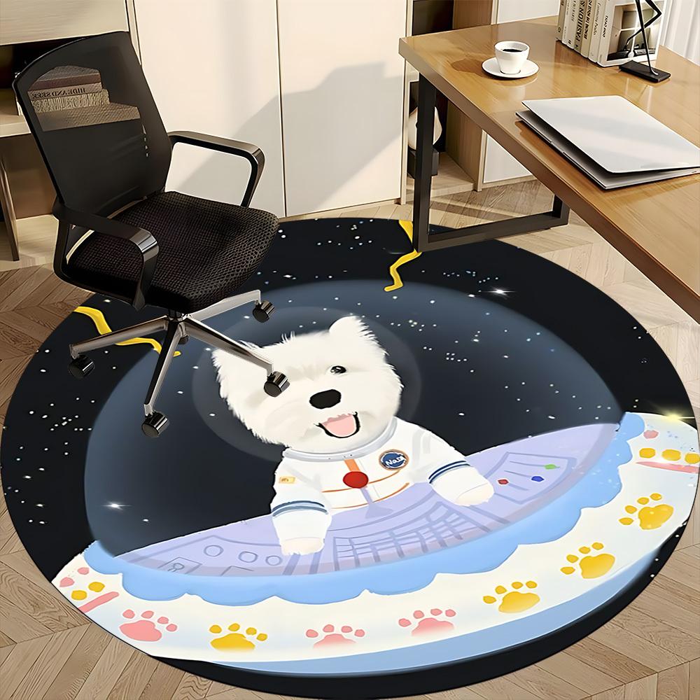 1PC Space Pup Office Round Area Rug,  Mat Suitable ForOffice, Under Office Chairs Bedroom Living Room Home Decor, Room Deco
