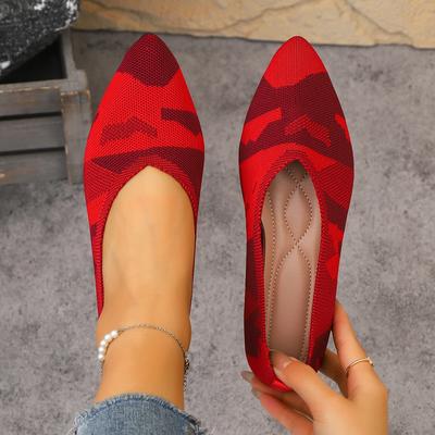 Модные женские балетки Модные повседневные кроссовки Женские весенне-осенние туфли на плоской подошве Остроносые вязаные эластичные лоферы Удобная бутиковая обувь