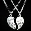 2Pcs/Set Mother Daughter Flower Carved Love Heart Pendant Necklace Gift