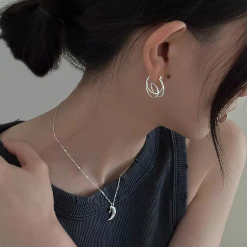 1 пара серебряных сережек-колец с узлом - Уникальный дизайн с витой линией, гипоаллергенные, корейско-японский стиль, модные ювелирные украшения в подарок для повседневной носки