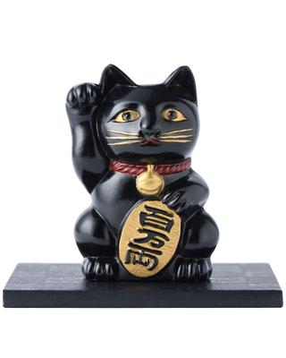 Гинджадо Манеки Неко Черный лак Рука кошки Манеки Неко Удача Фэн-шуй Фигурка Такаока Медная посуда Неко Цвет_Поднятая правая лапа/Сделано из металла_Удача