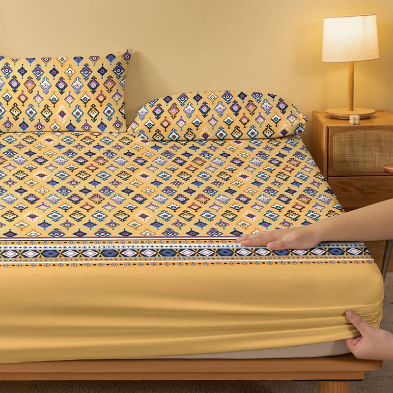 1 Bohemian Patterned Frosted Bedsheet, Bedroom Printed Bedspread, Bedding (Excluding Pillowcases)