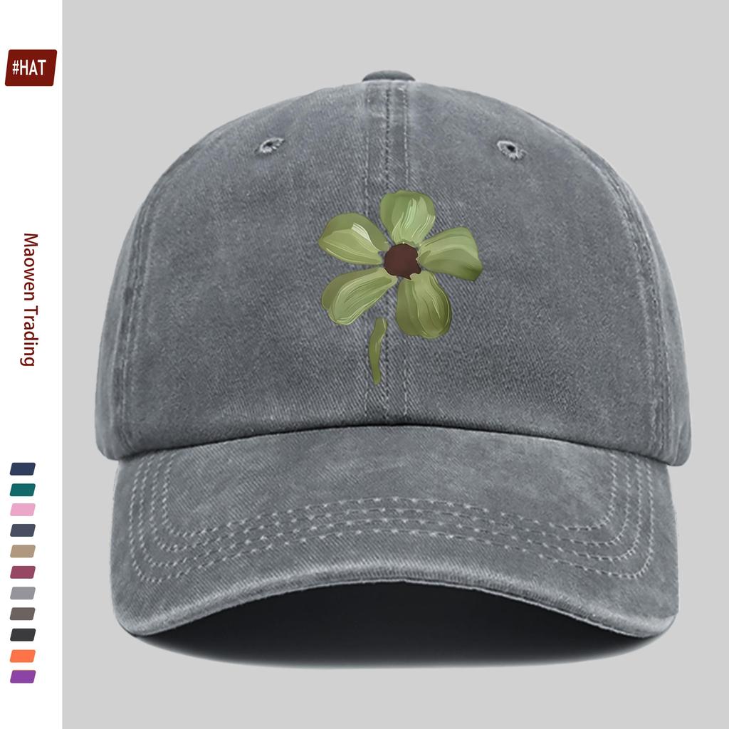 pc Bright Green FourLeaf Clover Pattern Printed Baseball Cap Fashionable Casual Printed Design Golf Hat Suitable for All Kin