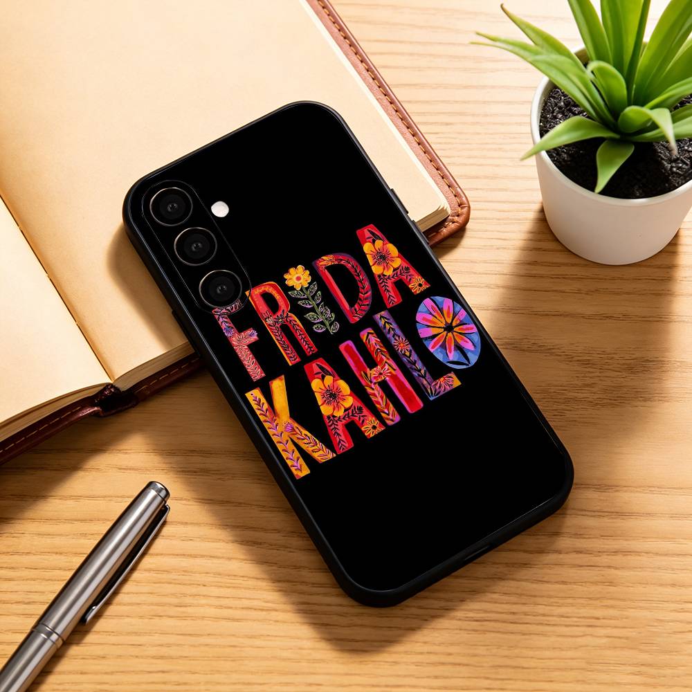 Модный чехол для телефона F-fridaS Kahlo-PC Черный Силиконовый Мягкий Для Samsung Galaxy A73,A72,A71,A70,A53,A52,A51