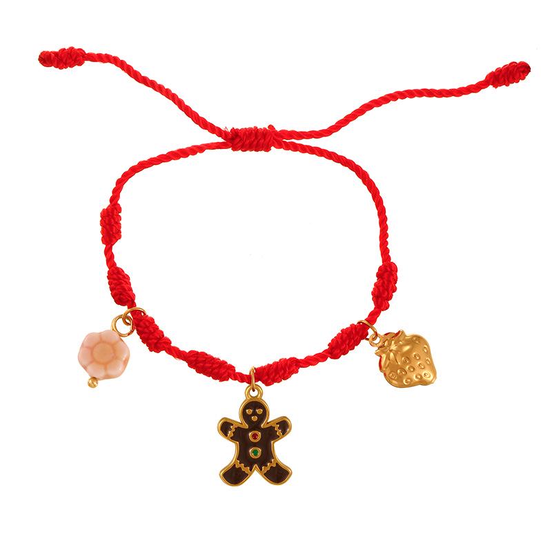 Европейско-американский рождественский браслет с колокольчиками и оленями, с регулируемым шармом Санты, леденцом и мультяшным капающим маслом