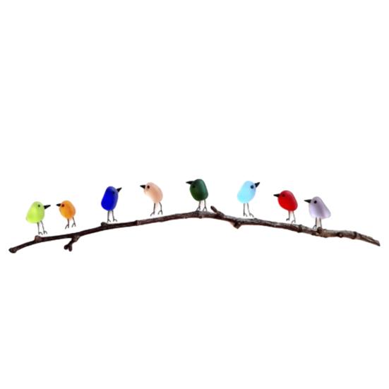 Настенный декор в виде морских стеклянных птиц Yousheng, мини-радужные птицы на ветке, символ дружбы, настенное крепление, украшение из морского стекла, подарок для друзей