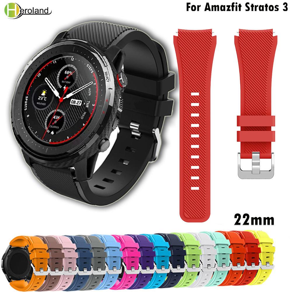 22 мм силиконовый ремешок для часов huami Amazfit Stratos 3 sport, сменный ремешок для часов huami Amazfit Stratos 2 2S PACE