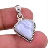 Натуральный камень Голубой кружевной агат Ручная работа 925 Проба Серебряный кулон 1,25'' i7g09