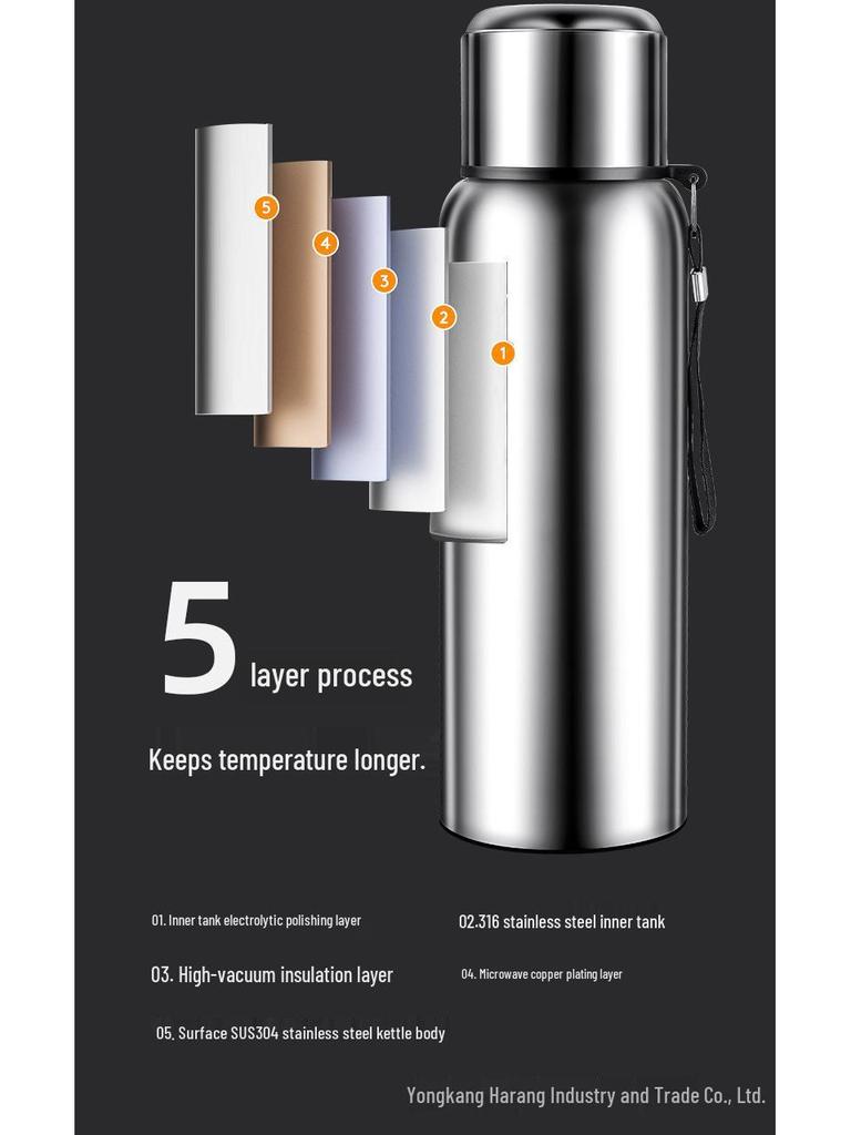 Изолированная бутылка для воды из нержавеющей стали 316 с двойными крышками и ситечком для чая для использования на открытом воздухе