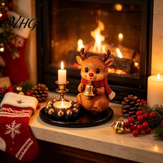 Seasonal Dining Table Decor Christmas Candle Holder, Cute Santa Claus/Snowman/Elf Boy/Gingerbread Tealight Resin Indoor Holiday Display Tabletop