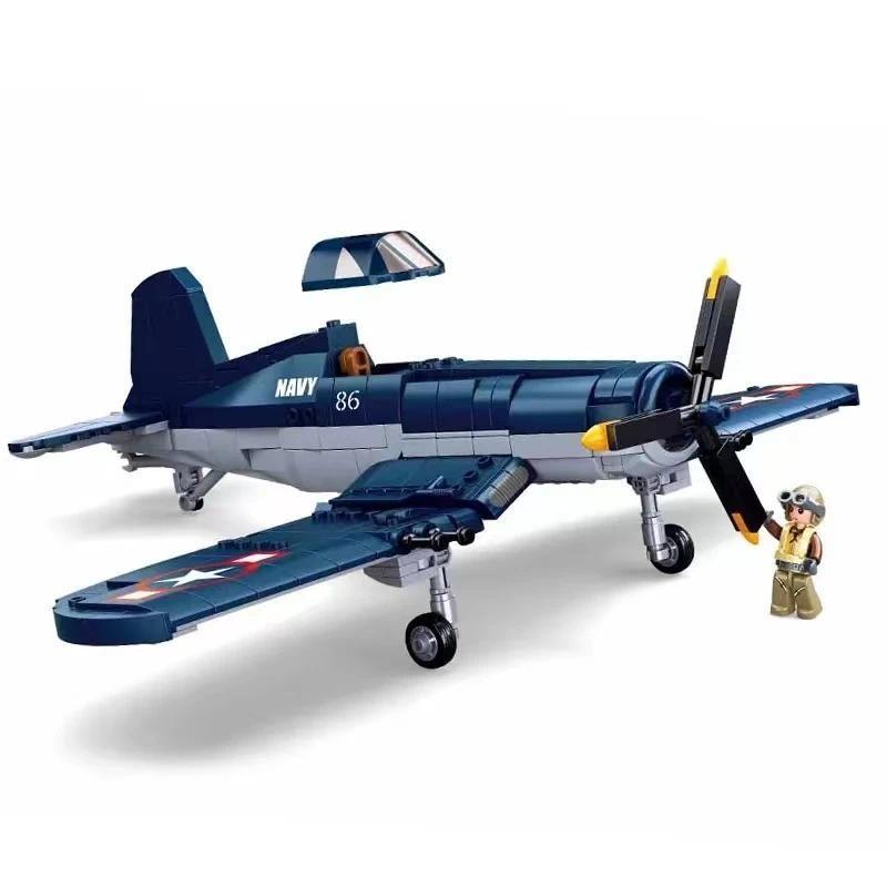 Sluban 550 шт. WW2 Pacific Storm военное оружие F4U-1 пиратский истребитель строительные блоки модель ВВС кирпичи самолет солдат игрушки для детей