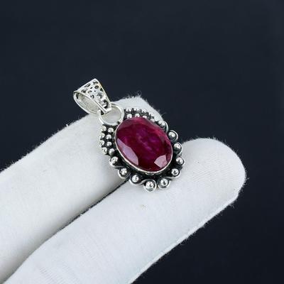 Серебряный кулон с рубиновым камнем из кашмира, серебро 925 пробы — дизайн ручной работы, повседневные украшения, уникальный кулон в подарок на вечеринку