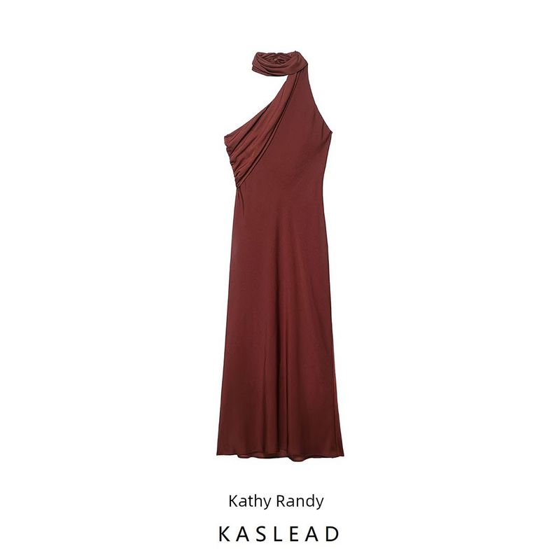 Kaslead New Women Clothes Western Style Asymmetric Scarf Midi Dress 5029170