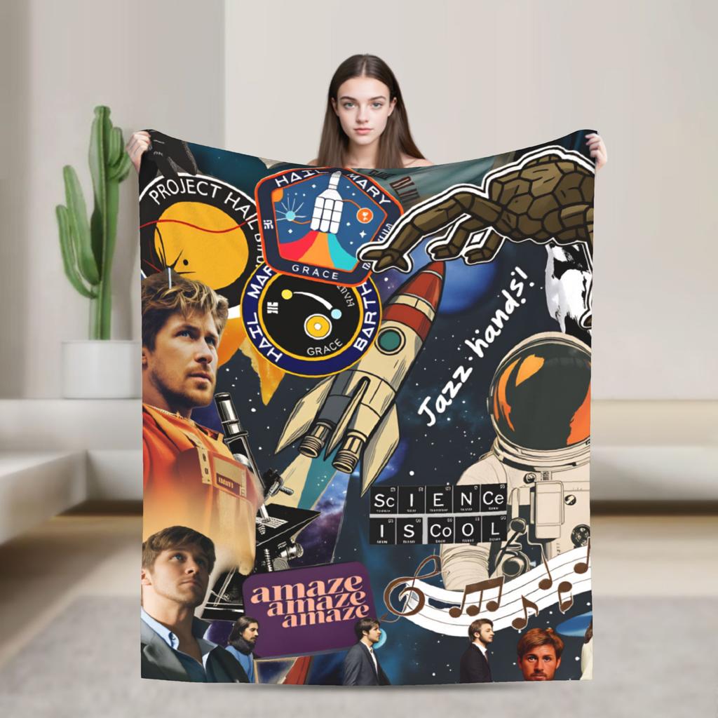 Project Hail Mary Warm Soft Blanket  Airplane Travel Plush Throw Blanket Pattern Bedroom Flannel Bedspread Sofa Bed Cover