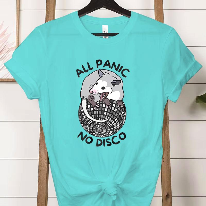 All Panic No Disco Opossum Tshirts Women Funny Screaming Street Trash Cat Graphic Tee Funny Possum Retro Animal Lover Tshirt
