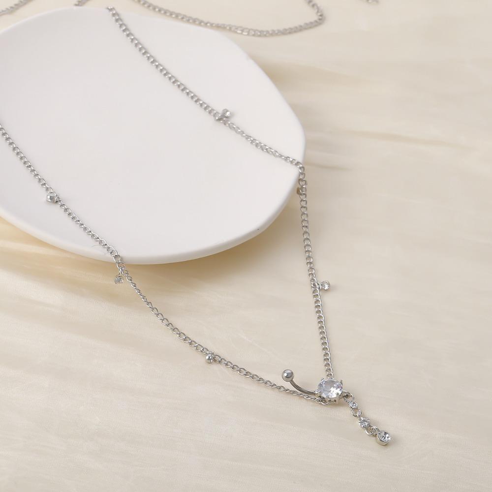 Personality Simple Geometric Micro-inlay Rhinestone Tassel Chain Waist Chain for Women Bikinis Sexy Charm Body Chain Jewelry