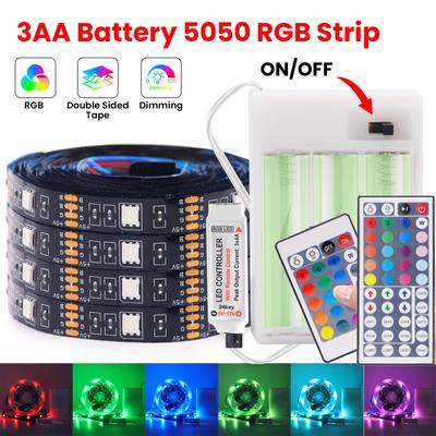 Светодиодные ленты 5050 RGB на батарейках 3AA 1M 2M 3M 4M 5M С клейкой лентой Ленточные светильники Bluetooth Подсветка для ТВ Подсветка фона