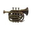 Musical Antique Brass Vintage Trumpet Pocket Bugle Horn 3 Valve Mouthpiece Best for Gift