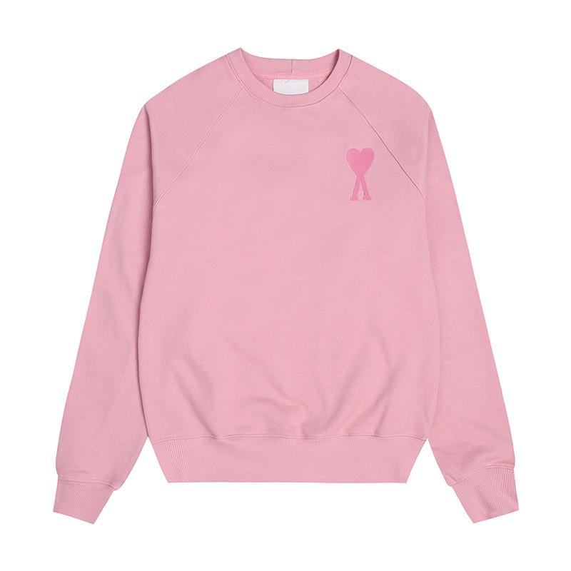 Soft Cotton Oversized Crewneck Sweatshirt With Small Heart Embroidery Pastel Colors Long Sleeve Fall Winter Casual Wear