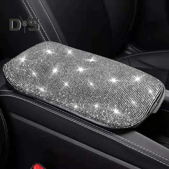 Чехол на подлокотник автомобиля со стразами, универсальная прямоугольная эластичная лента, защитная накладка для центральной консоли, подушка, коврик, аксессуары для салона автомобиля