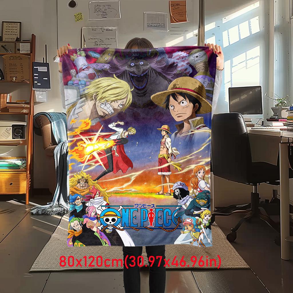 Starring the classic Japanese cartoon ONE PIECE Monkey D. Luffy blanket soft home furnishing nap decoration four seasons warm Sherpa blanket U17