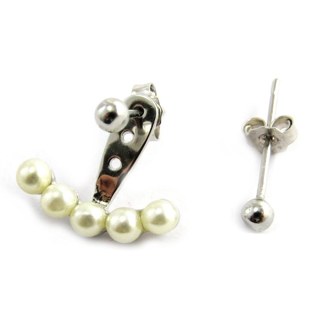 Les Trésors De Lily [M9921] - Earlobe + Ivory 'Sissi' Silver Earring