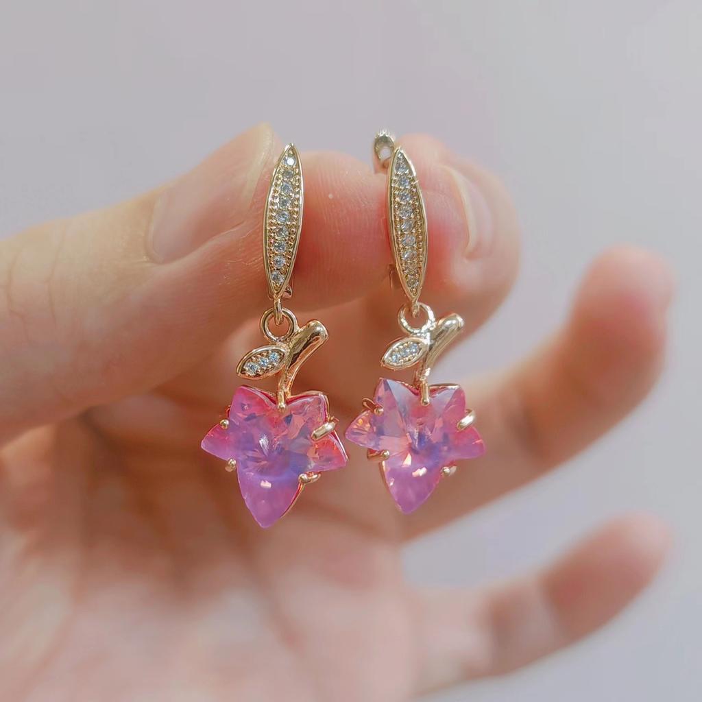 Серьги-капли с хрустальными листьями для женщин, модные ювелирные аксессуары золотого цвета для вечеринок