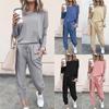Women's Fashion Women's Solid 2 Piece Set Jogging Suit Casual Pullover Tracksuit Sportswear Long Pants Sweatshirts Outfits Jogging Sets
