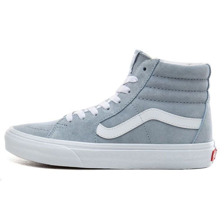 Vans Sk8 Pig Suede Slip Resistant Durable Breathable High Top Skate Shoes Unisex Skate Shoes Light-Blue VN0A4BV6V4Z